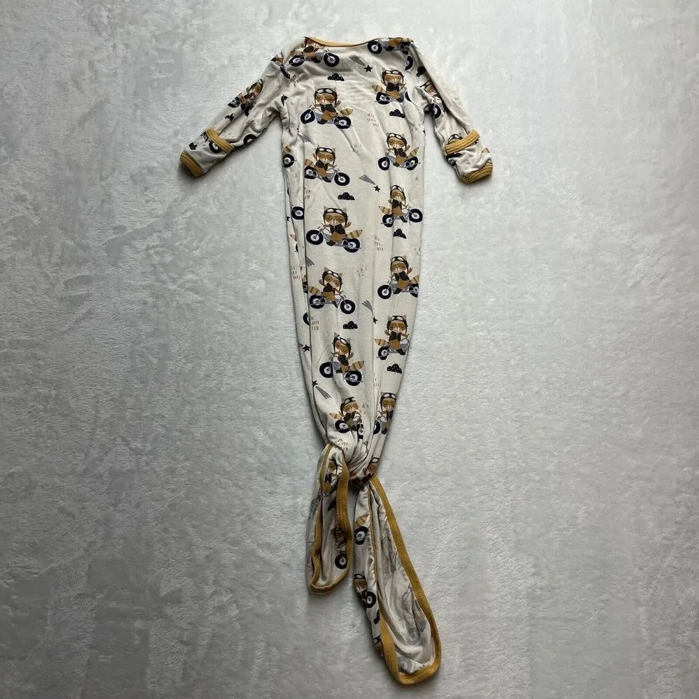 Bestaroo Knotted Baby‎ Gown 0-3 Months Modal Racoon Motorcycle Stretch Sleeper